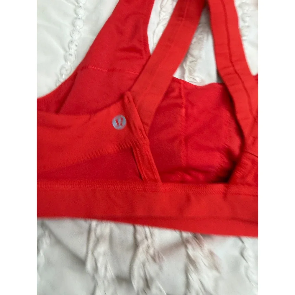 Lululemon Energy Bra Red Cross Back Medium Support Sports Bra Size 6